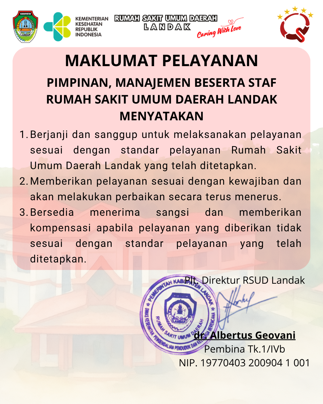Maklumat Pelayanan RSUD Landak